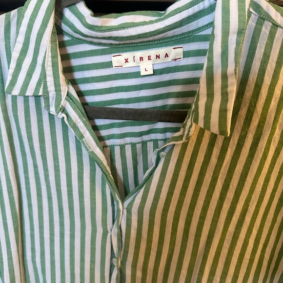 XiRENA Green and White Striped Button Down Shirt - Picture 2 of 4
